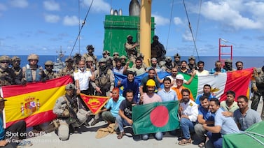 The 23 sailors from Bangladesh are safe, the ship is being escorted by naval vessels out of the high-risk zone and will reach Dubai’s Al Hamriya port next week. Photo: SR Shipping