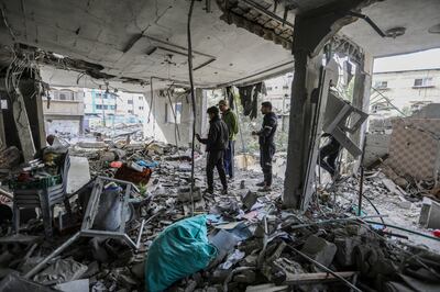 Destruction caused by Israeli air strikes in Khan Yunis, Gaza. Getty 