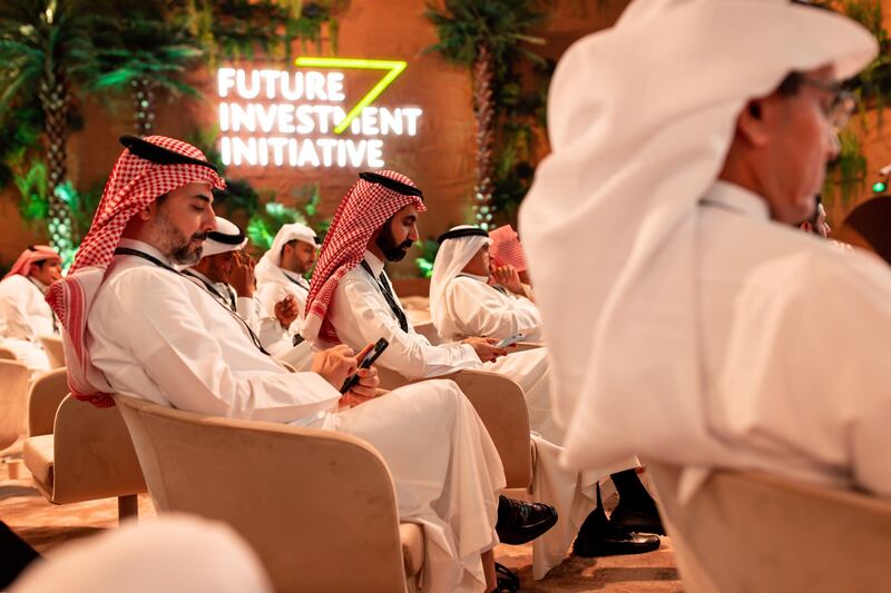 Visitors attend the Future Investment Initiative conference in Riyadh. Bloomberg