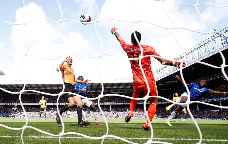 Everton's Alex Iwobi scores their second goal. Reuters