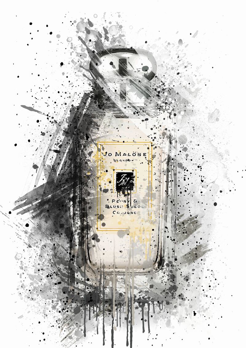 A design of a Jo Malone bottle, in her McKeown's abstract style