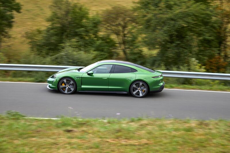 We tested the Porsche Taycan on German's speed limit-less autobahns. Courtesy Porsche