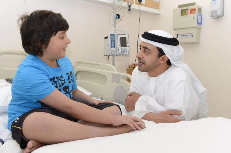 Sheikh Abdullah bin Zayed, the Foreign Minister, visited patients at the Oncology Centre at Tawam Hospital. WAM