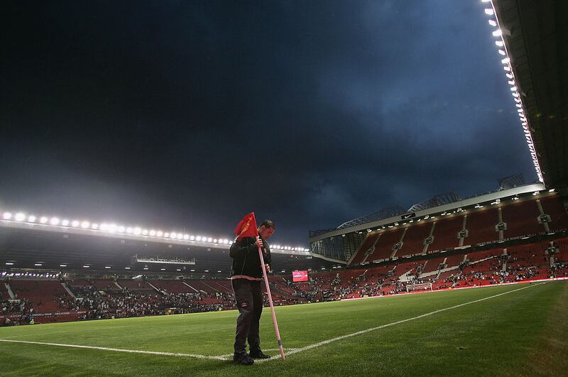 Old Trafford after the Vodafone Cup match between Manchester United and Urawa Red Diamonds had been cancelled due to an electrical storm. Getty