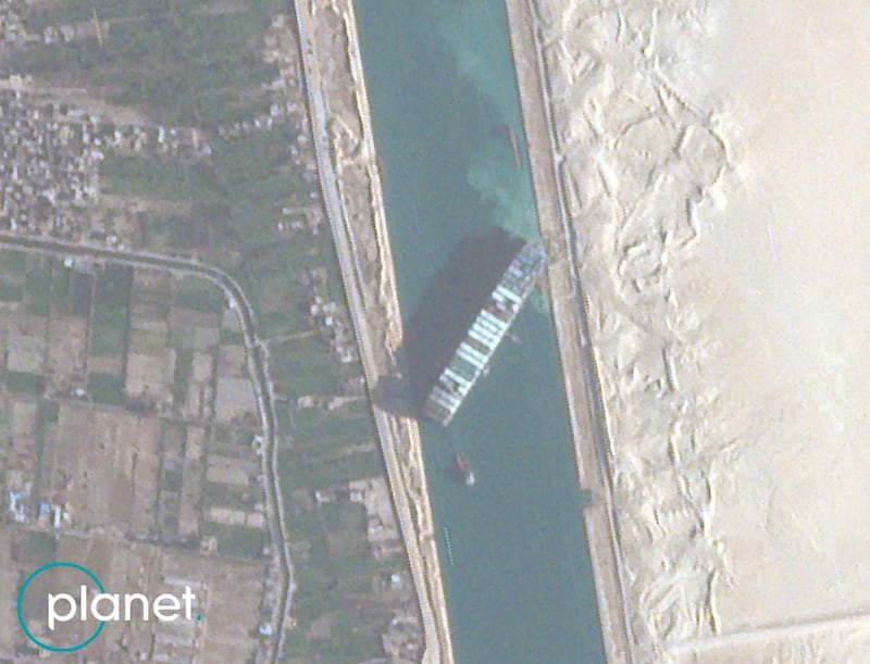 Around 10 per cent of global trade goes through the canal. Planet Labs