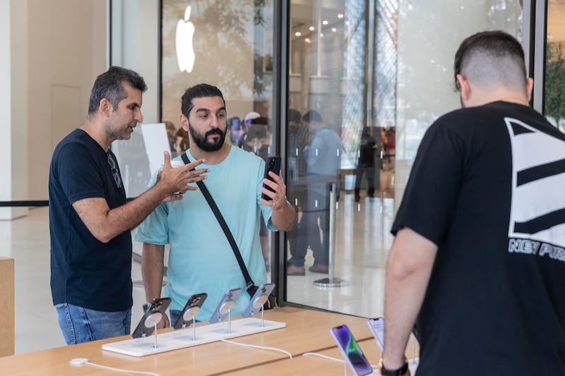 The launch of the iPhone 14 at the Apple Store in Dubai Mall. 
