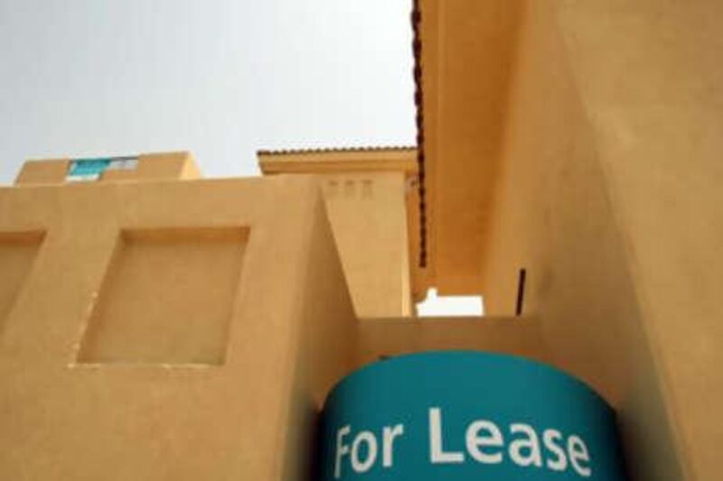 A villa posts a 'For Lease' sign in Abu Dhabi.
