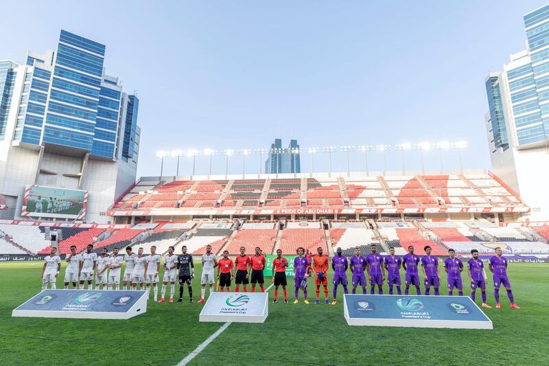 Abu Dhabi, United Arab Emirates - Reporter: John McAuley: The game between Sharjah and Al Ain in the PresidentÕs Cup semi-final is played behind closed doors as the UAE FA ruled that matches had to be played without fans as a precautionary measure because of the coronavirus. Tuesday, March 10th, 2020. Mohamed bin Zayed Stadium, Abu Dhabi. Chris Whiteoak / The National