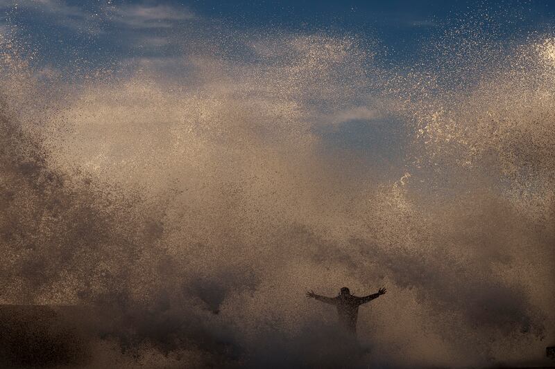 Waves crash on to the shore in Rabat, Morocco. AP