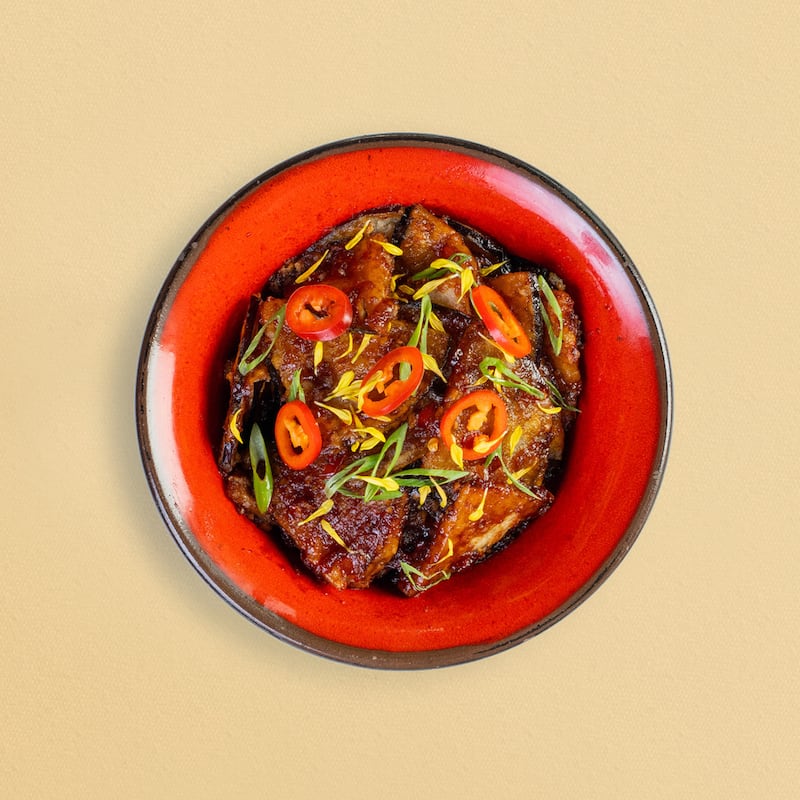 Spicy wok aubergine.