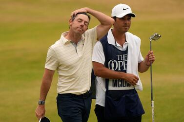 Rory McIlroy of Northern Ireland walk from the 18th green with his caddie after finishing his final round of the British Open golf championship on the Old Course at St.  Andrews, Scotland, Sunday July 17, 2022.  (AP Photo / Gerald Herbert)