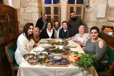 Palestinian chef Fadi Kattan invited British chef Jamie Oliver to his house to cook with a group of Muslim and Christian Palestinian women to break down stereotypes. Courtesy Fadi Kattan 