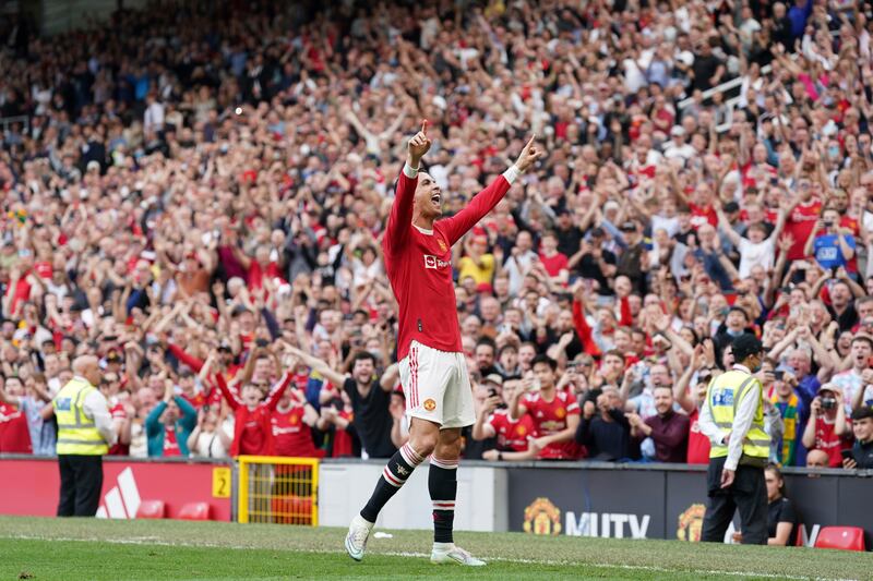 Ronaldo celebrates his hat-trick. Getty