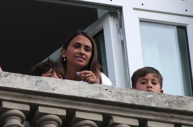 Lionel Messi's wife Antonela and their children.