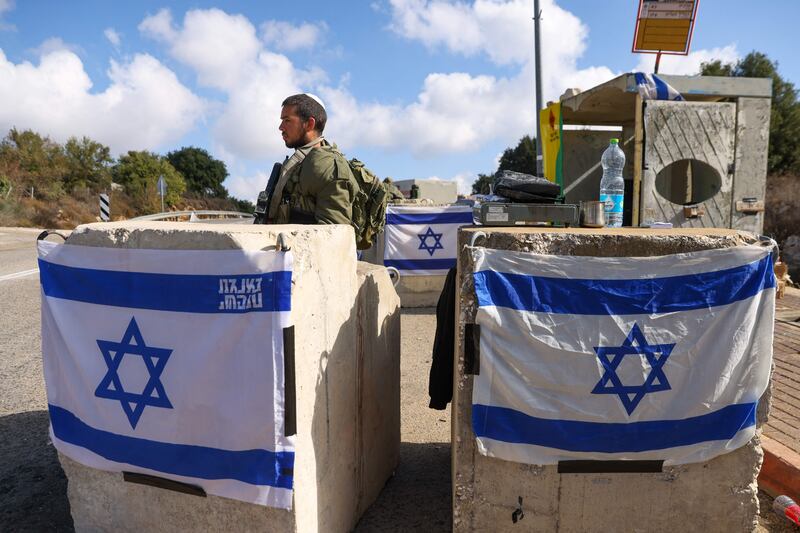 An Israeli soldier mans a checkpoint near the northern Kibbutz of Sasa, close to the border with Lebanon. AFP