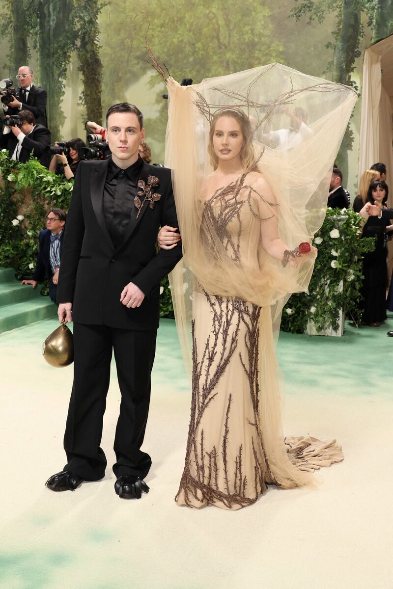 Alexander McQueen designer Sean McGirr and Lana Del Rey, who wears a veiled look by McGirr for McQueen. Getty Images 