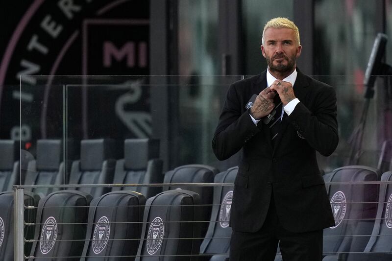 Beckham watches warm-ups before the match between Inter Miami CF and CF Montreal at DRV PNK Stadium. Photo: USA TODAY Sports