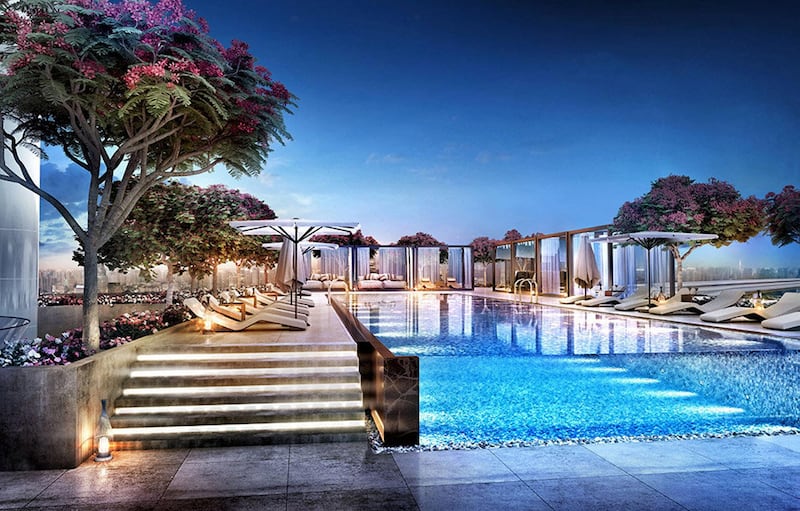 This rendering shows what the Dubai Dorchester's pool will look like. Supplied