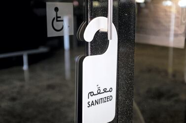 A sanitised wheelchair station at Mall of the Emirates in Dubai. Reem Mohammed / The National