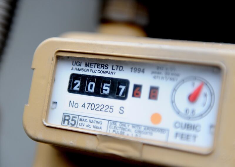 Reading on a domestic household gas meter. PA