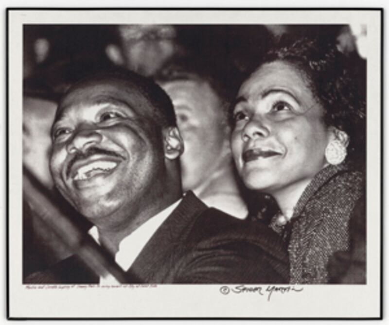 King and his wife Coretta Scott King enjoying a Sammy Davis Jr performance. Picture: US National Archives