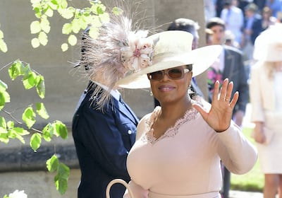 US presenter Oprah Winfrey arrives for the wedding ceremony of Britain's Prince Harry, Duke of Sussex and US actress Meghan Markle at St George's Chapel, Windsor Castle, in Windsor, on May 19, 2018. / AFP PHOTO / POOL / Ian West