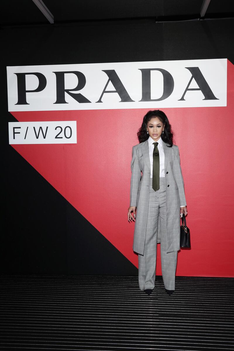 Saweetie attends the Prada show during Milan Fashion Week on February 20, 2020. Getty Images