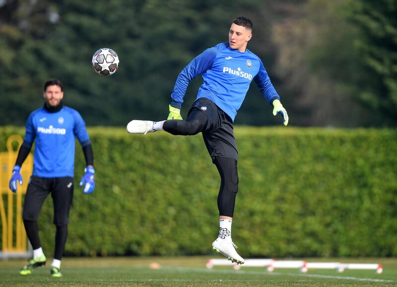 Atalanta goalkeeper Pierluigi Gollini tests out his footwork. Reuters