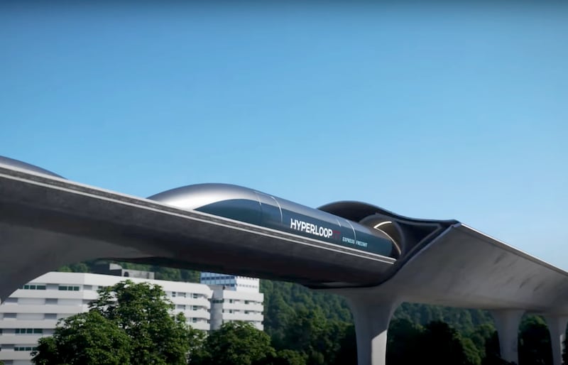 An artist's impression of how the Hyperloop Freight Express will operate. All photos: HyperloopTT