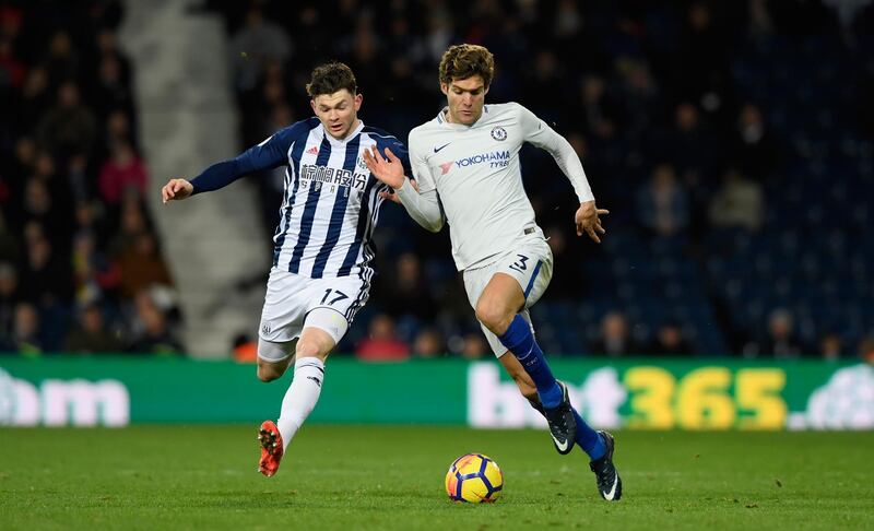 Left-back: Marcos Alonso (Chelsea) – The most prolific left-back in the league added another important goal as he helped Chelsea thrash West Bromwich Albion 4-0. Stu Forster / Getty Images