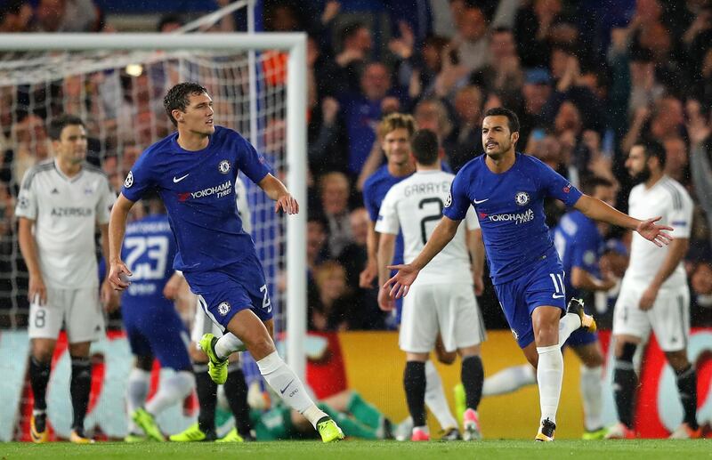 Pedro of Chelsea celebrates scoring Chelsea's opening goal. Richard Heathcote / Getty Images