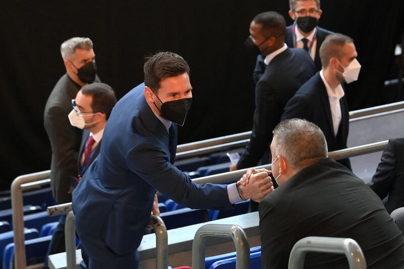 Lionel Messi arrives at the ceremony. AFP