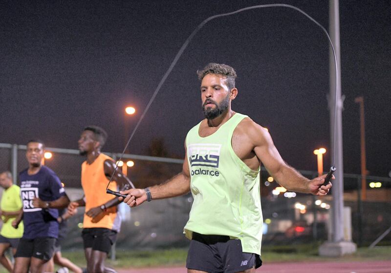 Abu Dhabi Running Team-AD Fares Al Sawy, captain for Abu Dhabi Running Team at Zayed Sports complex in Abu Dhabi on June 2, 2021. Khushnum Bhandari / The National 
Reporter: Haneen Dajani News