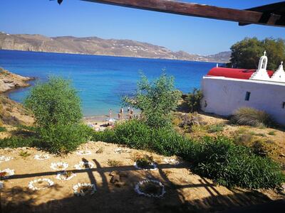 The view from Kiki Tavern, Mykonos. Courtesy Laura Rooney