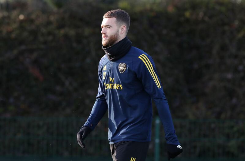 Arsenal's Calum Chambers during training. PA