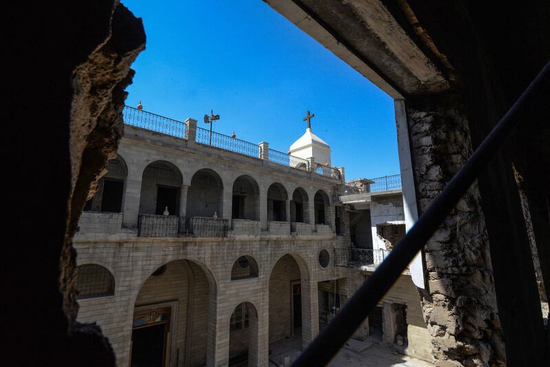 Restoration work is in progress at the church. AFP