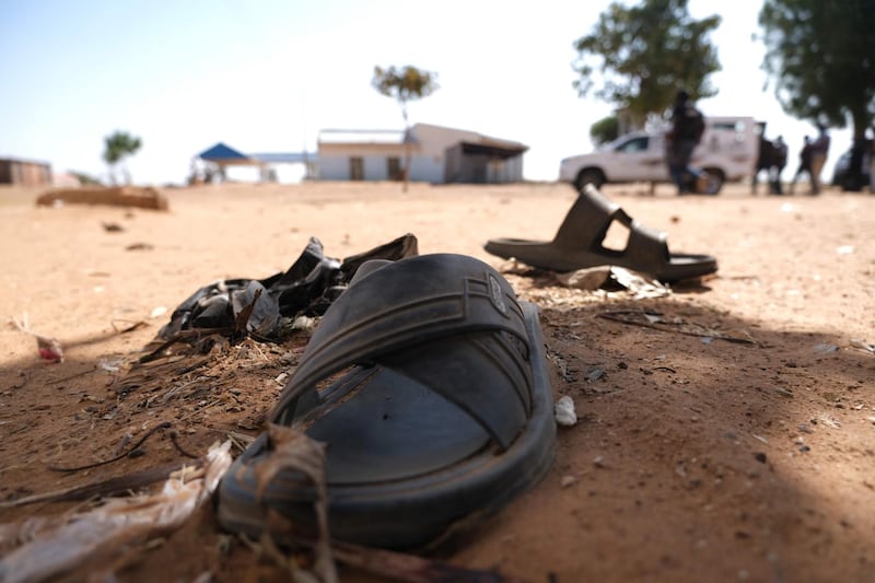 A shoe left behind during the kidnapping.  AFP