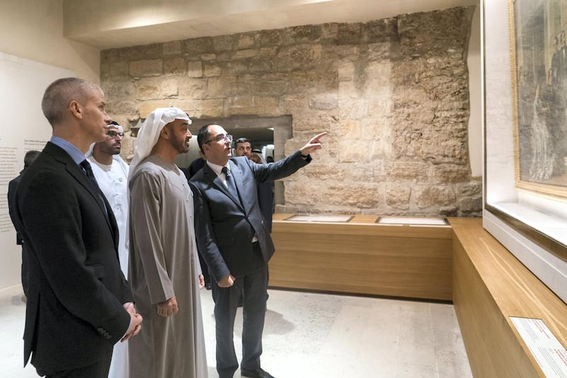 PARIS, FRANCE -November 21, 2018: HH Sheikh Mohamed bin Zayed Al Nahyan, Crown Prince of Abu Dhabi and Deputy Supreme Commander of the UAE Armed Forces (), visits the Louvre Museum in Paris.

( Rashed Al Mansoori / Ministry of Presidential Affairs )
---