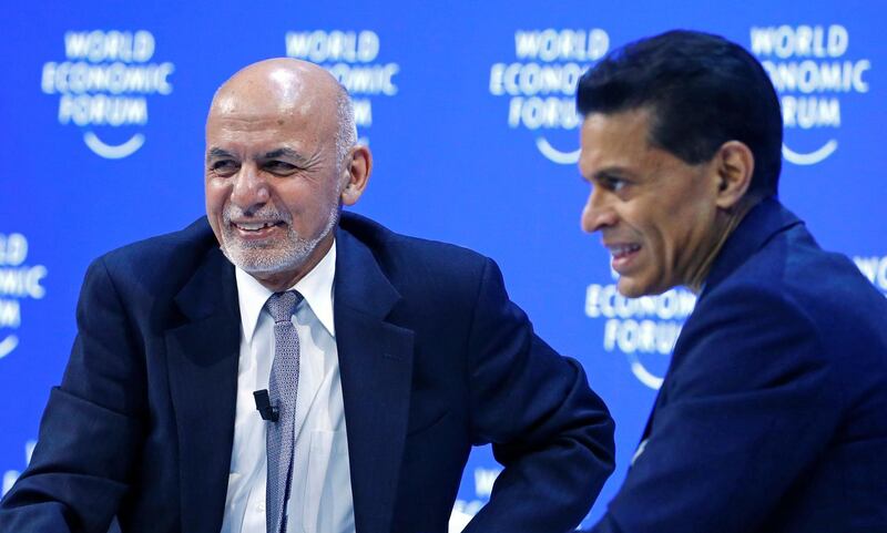 Afghan President Ashraf Ghani talks with Fareed Zakaria during the World Economic Forum (WEF) annual meeting in Davos, Switzerland, January 24, 2019. REUTERS/Arnd Wiegmann