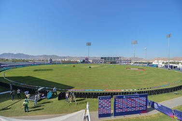 A general view shows the al-Amerat Cricket Stadium in Oman's capital Muscat on October 16, 2021.  - The seventh T20 World Cup gets underway in Oman and the UAE at the weekend with the world's best players queueing up to take the title and the headlines.  (Photo by Haitham AL-SHUKAIRI  /  AFP)