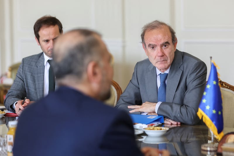 EU mediator Enrique Mora attends a meeting in Tehran last year. Reuters