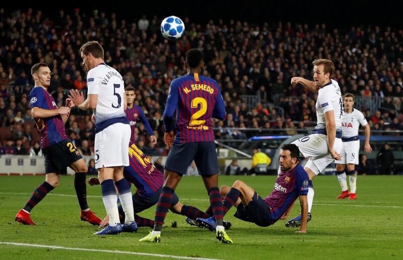 Tottenham's Harry Kane shoots at goal. Reuters