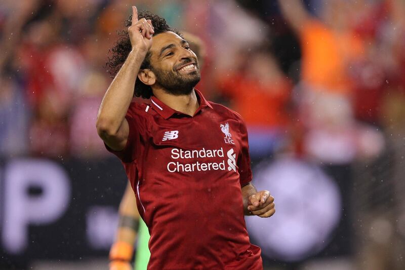 Liverpool's Mohamed Salah celebrates his goal. Reuters