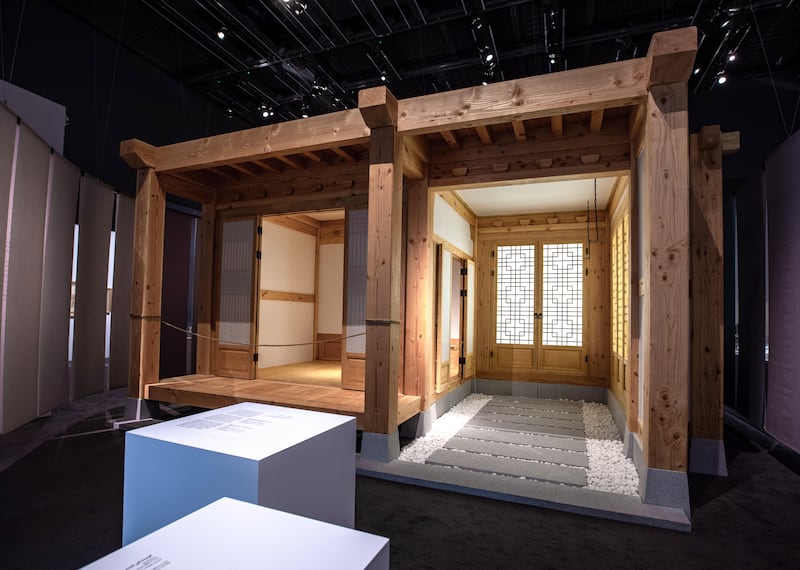Full-scale model of a traditional Korean house interior, made using Korean paper.