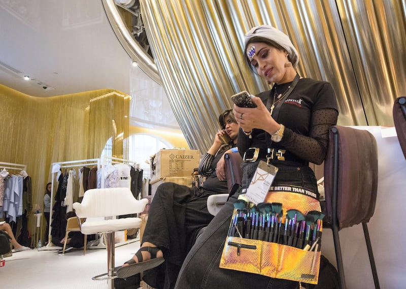 DUBAI, UNITED ARAB EMIRATES -Behind the scene at the second day of Dubai Modest Fashion Show at Emerald Palace Kempinski, Dubai.  Leslie Pableo for The National for Hafsa Lodi's story