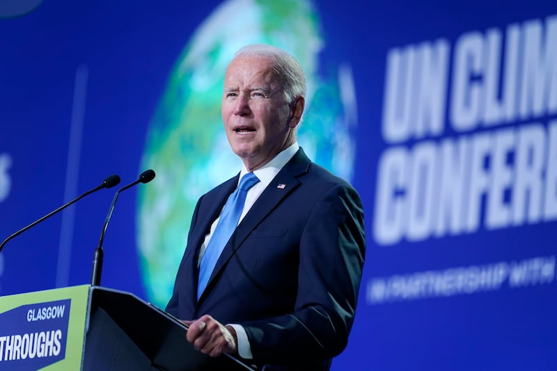 The Cop26 UN summit in Glasgow was attended by hundreds of politicians, including US President Joe Biden, and climate change activists. AP.