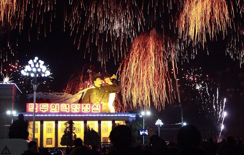 North Koreans gather at the Kim Il Sung Square to watch a fireworks display as they usher in the new year in Pyongyang, North Korea. Jon Chol Jin/AP Photo