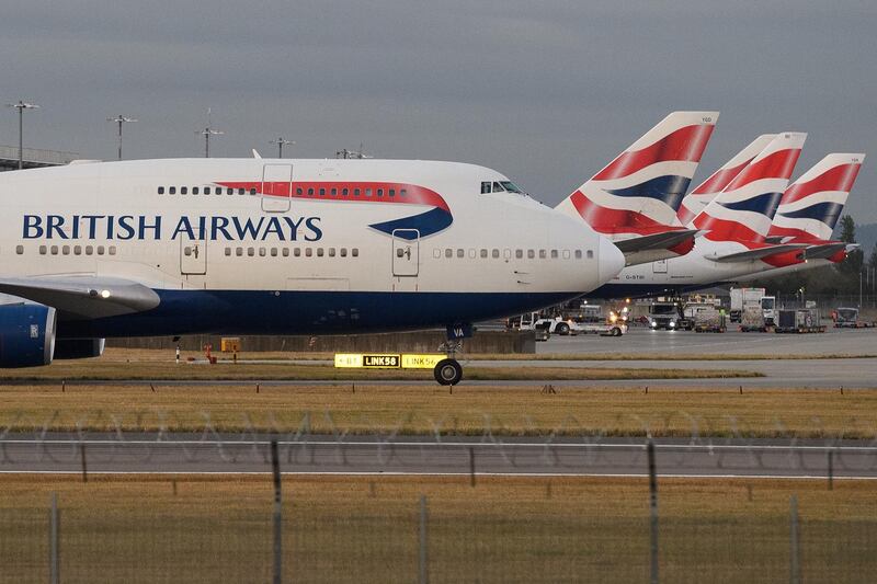LONDON, ENGLAND - SEPTEMBER 13: A British Airways passenger plane taxis at Heathrow Airport on September 13, 2019 in London, England. Climate change protesters planned to disrupt the airport through a number of actions involving illegal drone flights but appear to have been stopped through pre-emptive arrests by the police, and the possible use of jamming technology. (Photo by Leon Neal/Getty Images)