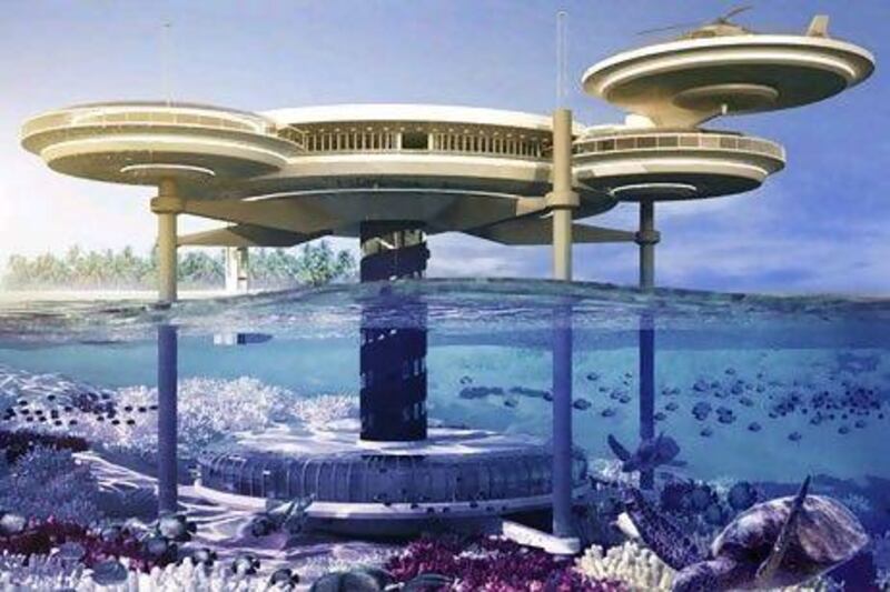 A mock-up of the planned underwater hotels. Courtesy BIG InvestConsult