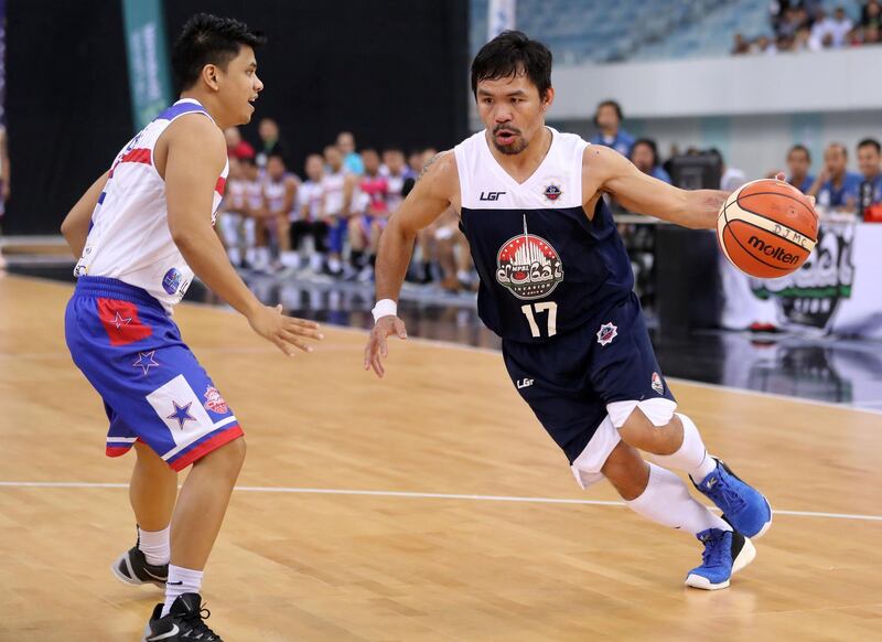 Dubai, United Arab Emirates - September 28, 2019: Dubai Invasion 2019, MPBL event, headlined by Manny Pacquiao in an All Star game. Saturday the 28th of September 2019. Hamden Sports Complex, Dubai. Chris Whiteoak / The National